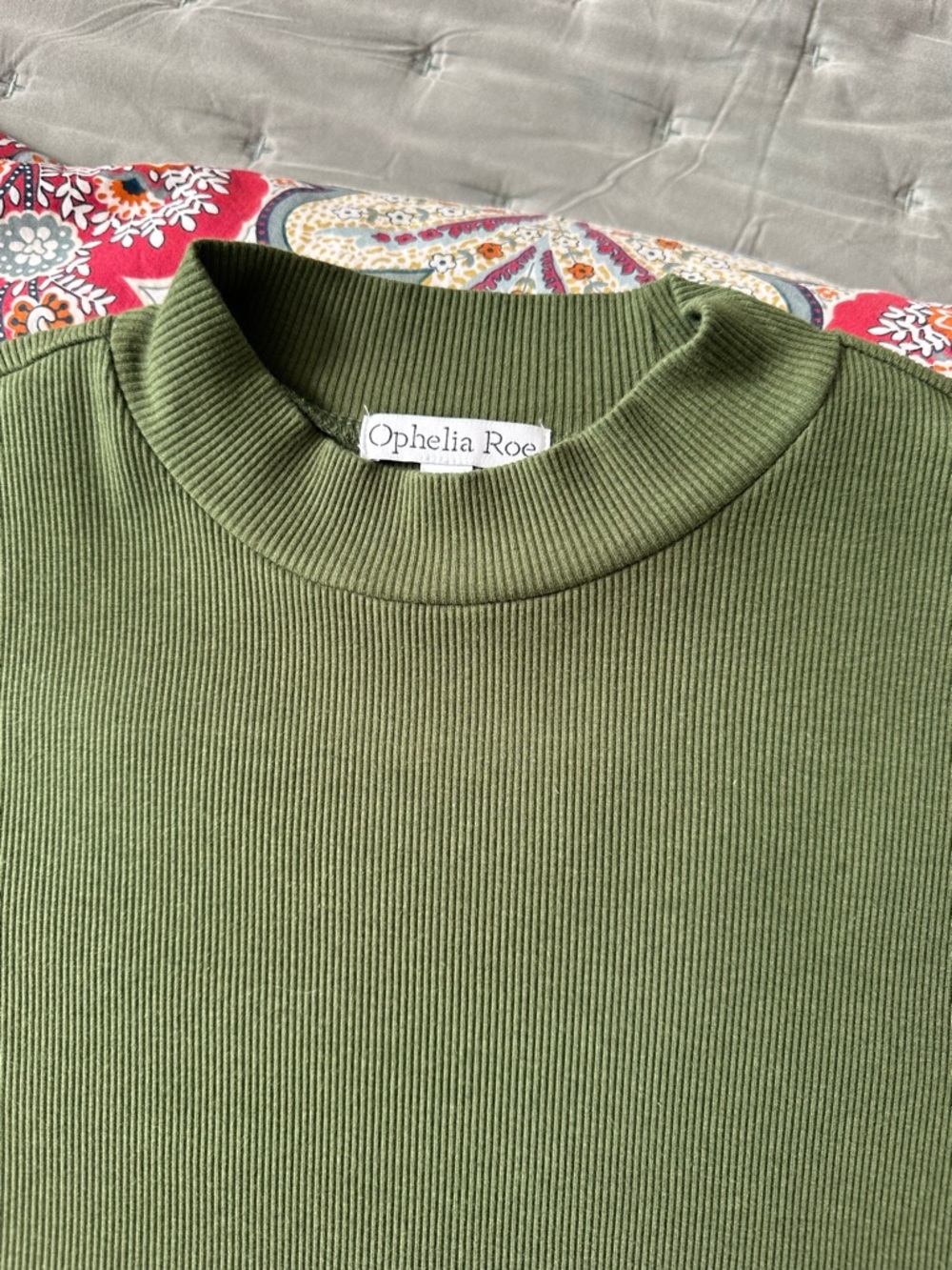 Ophelia Roe Olive Green Short Sleeve Knit Tee - Picture 2 of 6